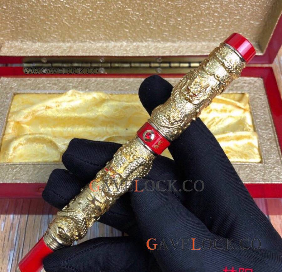 Luxury Jinhao Double Dragon Fountain Pen Gold Red Luxury Jinhao Double Dragon Fountain Pen Gold Red